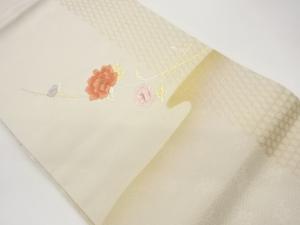 籠目に草花模様刺繍名古屋帯